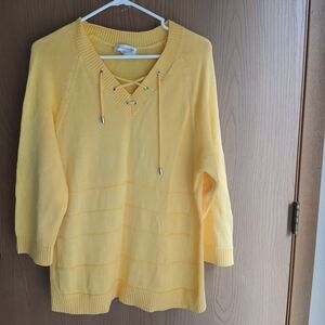 Yellow Lace-Up Sweater